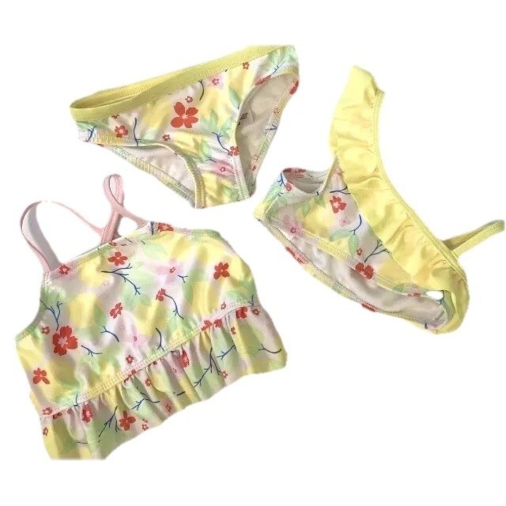 Wonder nation infant girls swimwear‎ 3 Piece  Yellow Floral Sz 12m beach coastal